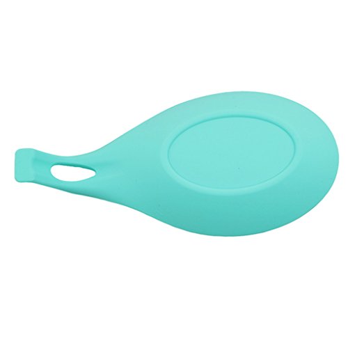 Chinget Silikon Löffelablage Küche Löffelhalter für Küchenzubehör, Löffel, Pinsel und Besteck (Hellblau) - 2
