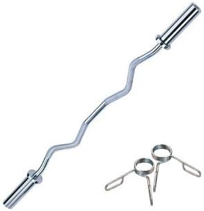 Evinco 47" Chrome Olympic EZ Curl Bar w/steel sleeve + collars