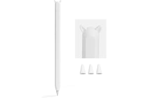 ELETIUO Cute Ear Pencil Cover Compatible with Apple Pencil 2nd Generation Silicone Pencil Skin Sleeve, and Protective Nib Cover Accessories Compatible with Magnetic Charging and Double Tap,White