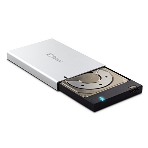 FANTEC ALU-25B31 Externes Festplattengehäuse (für den Einbau einer 6,35 cm (2,5 Zoll) SATA Festplatte oder SSD, USB 3.1 und UASP, Datentransfer bis 10Gbit/s, passive Kühlung, Aluminium Gehäuse) silber - 3
