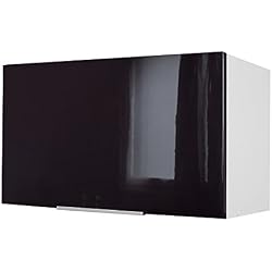 Berlenus CH6HN Meuble Haut de Cuisine sur-Hotte Noir Haute Brillance 60 cm