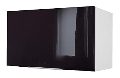 Belenus Berlenus CH6HN Meuble Haut de Cuisine sur-Hotte Noir Haute Brillance 60 cm