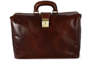 VICTOR LINE SRL Borsa Medico/Dottore Unisex In Vera Pelle 100%, Colore MARRONE - Made In Italy - Artigiani Toscani