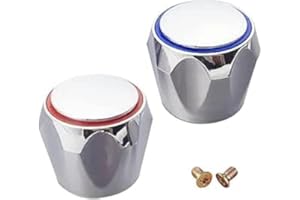 Yjemle 2Pcs Silver Replacement Cold and Hot Tap Top Head Covers Bathroom Kitchen Sink Taps Faucet Cover Handle for Basin/Bath and Kitchen Sink Taps, Tap Parts,Handles