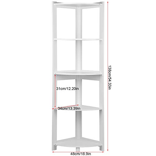 Zerone Libreria Esquina Blanco, Estantería Rinconera Estrecha Madera
