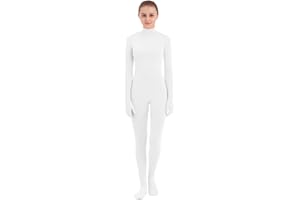 SUPRNOWA Full Body Unitard Turtleneck Spandex Footed/Footless Long Sleeve Unisex