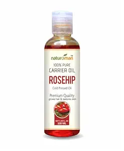 Naturoman 100% Pure & Natural Cold Pressed Rosehip Seed Carrier Oil for Skin Lightening, Pigmentation, Stretch Marks, Acne Scars, Wrinkles, Aging - (100 ML)