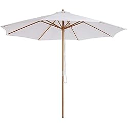 PARASOL EN BOIS DROIT POLYESTER 180G/M2 3M CREME NEUF 44