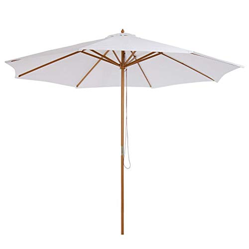 PARASOL EN BOIS DROIT POLYESTER 180G/M2 3M CREME NEUF 44