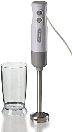 Ariete Frullatore a Immersione Breakfast 604, Frullatore a Immersione, Minipimer con 2 Velocità, Lama in Acciaio Inox, Gamba Removibile, Bicchiere Trasparente Graduato, 700W, Bianco