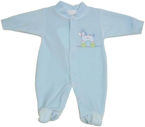 Premature Early Baby Clothes - Velour Sleepsuit - 3.5 - 10lb - Blue, Pink, Cream or White - Rocking Horse