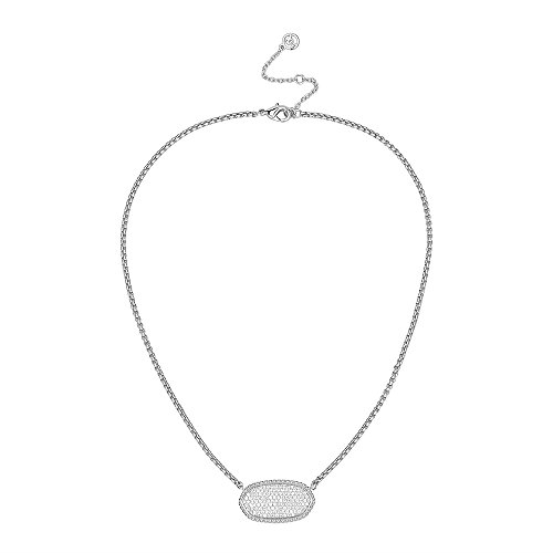 BIJOUX BOBBIPave Cubic Zirconia Hexagon Shaped Pendant Necklace (Silver Tone)
