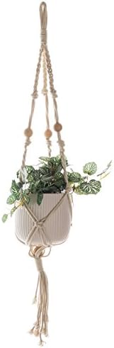 PLANT HANGER "MACRAME" cotton rope with wooden beads indoor outdoor pot holder- Scandinavian design by Hemma Bruket