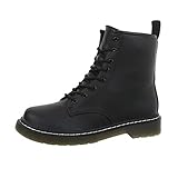  Ital-Design Damenschuhe Stiefeletten Schnürstiefeletten Synthetik Schwarz Gr. 41