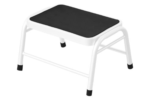 Premier Housewares Metal Step Stool with Black Rubber Top - 25 x 43 x 35 cm - White