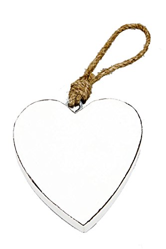 XL Holzherz WEISS 10cm Herz 2,5cm DICK Hochzeit Hänger Mitbringsel Gastgeschenk Deko Holz Handschmeichler Anhänger Raumdeko Hochzeitsdeko Shabby Chic