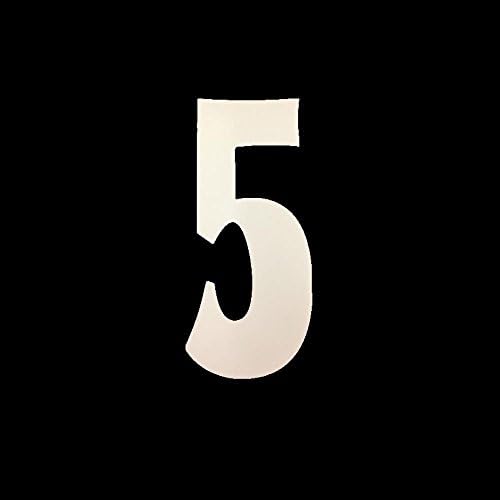 NUMBER 5 WHITE FOOTBALL SHIRT NUMBER IRON ON / heat transfer adhesive WHITE 23cm