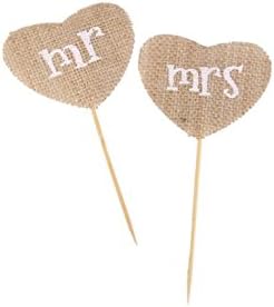 OTSFFSSENT Rustic Wedding Party Decor Mr Mrs Flags- Heart Shape