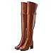 Produktbild YOMO Damen Sexy Hohe Stiefel Overknees Oberschenkel Hoch Damen Reißverschluss Blockabsatz Mid Heel Stiefeletten,Brown-EU:40=9B(M) US
