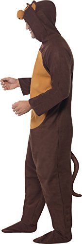 Smiffys Adult men's Monkey Costume, All in One with Hood, Party Animals, Serious Fun, Size L, 23633