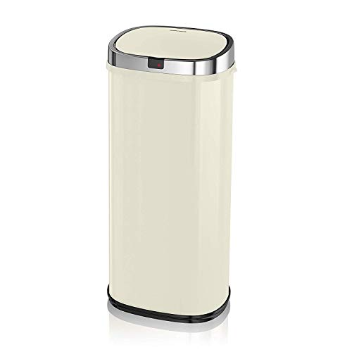 Morphy Richards Poubelle carrée avec capteur de Mouvement, Métal, crème, 50 L