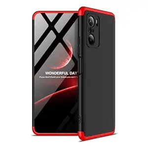 MOBILOVE Full Body 3 in 1 Slim Double Dip Case 360 Degree Protection Hard Bumper Back Case Cover for | Mi 11X / Mi 11X Pro (Red-Black)