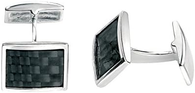 Fred Bennett Sterling Silver Mens Cufflinks with Carbon Fibre Inlay