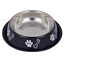 Home bargains Anti Skid Dog Bowl Export Quality(Black) Bone&Paw Bowl for Feeding Dogs Cats and Pets 700 ML Medium