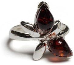 Classic Baltic Amber Silver and Cherry Amber Butterfly Child's Ring