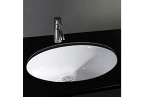 Clickbasin Large Oval Under Mounted Inset Bathroom Sink in White Ceramic | 560mm x 440mm Family Basin | VALPACOS