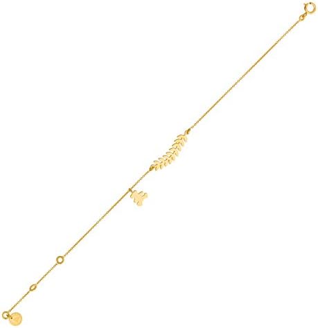 LuluCastagnette Bracelet Laurel Branch Grey Gold 375/1000 – 18.0 cm