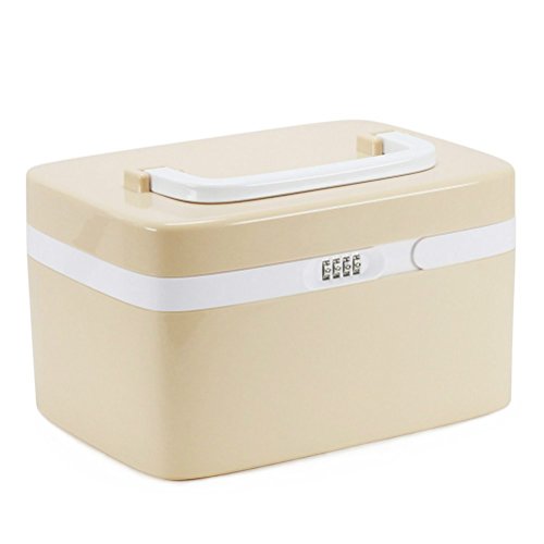 Fortune Dragon - 10L Gabinete de Medicina con Cierre Numérico a Prueba de Niños, Caja para Pastilla con Compartimientos Separados.(Marrón)