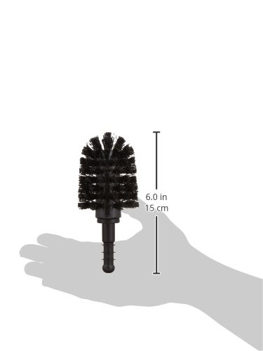 WENKO 19581100 Ersatzbürste WC-Garnitur Schwarz Ø 6,5 cm – mit Adapter, Kunststoff, 6.5 x 8.8 x 6.5 cm, Schwarz - 3