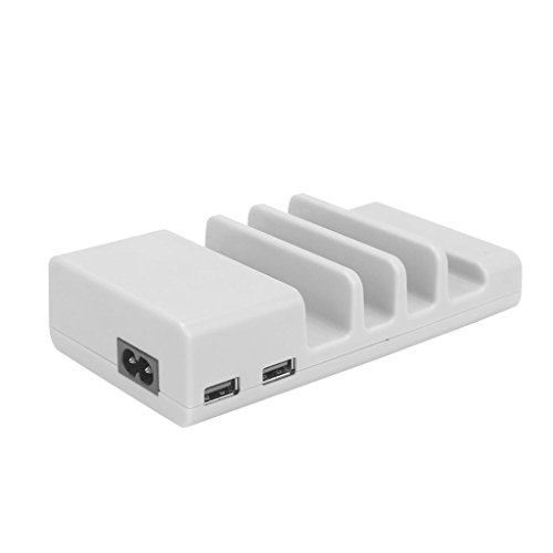 Ghisa Power 4Â Port USB Charging Dock, Universal Desktop Tablet & Smartphone Multi-Device Hub Caricabatterie Docking Station Organizer per iPhone, iPad, Galaxy, Tablets [Charge 4Â Compresse su una volta]