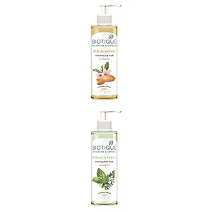 Biotique Almond Oil Ultra Rich Body Wash, Botanical Extracts, 200 ml And Biotique Basil & Parsley Body Wash, Transparent, 200 ml