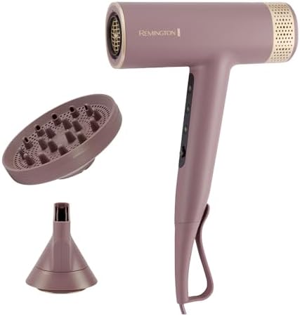 Remington Asciugacapelli Digitale AIRvive, Phon con Motore BLDC Silenzioso,Ioni, Stile Liscio e Riccio, 240 km/h, 12 Regolazioni, Diffusore e Concentratore EC8930