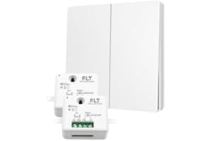 FAST LED TECHNOLOGY Interrupteur sans fil et sans pile Auto alimenté - Écologique - Qualité Pro - Va et vient RF 1 télécommande double allumage + 2 relais radio encastrable - Longue Distance - Intérieur Extérieur IP64
