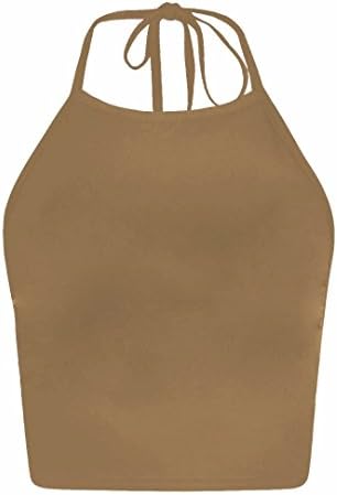 Womens Plain Halter Neck Crop Top