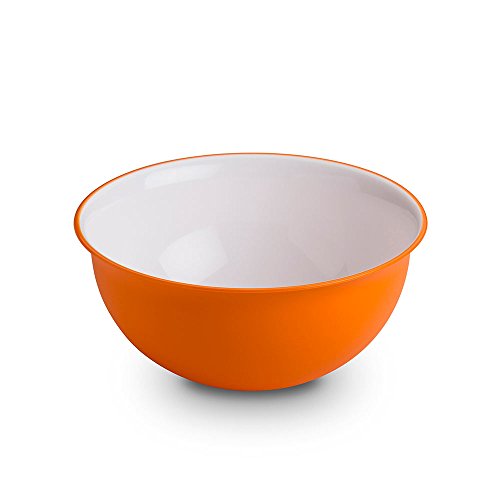 Omada Design Insalatiera 2 litri, misure: 20 x h 9 cm bianca dentro, colorata fuori, in plastica e Microban antibatterico,adatta a MICROONDE e infrangibile,ideale in cucina,linea Sanaliving, Arancio