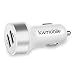 Produktbild kwmobile KFZ DUAL USB Ladegerät in Weiß mit 4200mA USB-Autoladegerät mit 2 Anschlüssen 2 x 5V / 2.1A Weiß