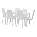 Produktbild EBS® Esstisch Stuhl Set Essgruppe Tischgruppe Esstischgruppe Sitzgruppe Esszimmergarnitur: Weiss Glas Metall Esstisch 6 Kunstleder Stuhl