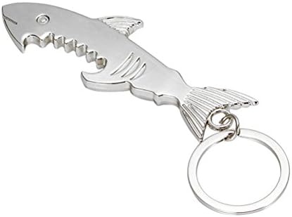 Fablcrew key chain, car key fobs, USB stick key fobs, carabiner, key chain, pendant, accessories, zinc alloy, shark pattern, beer bottle opener, 1 piece