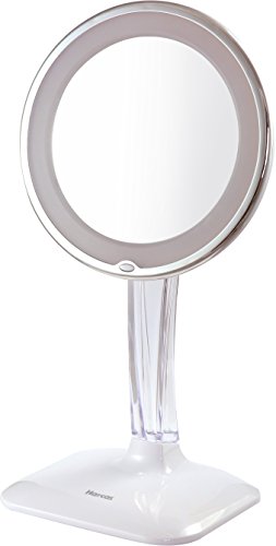 Specchio Trucco Harcas Con Luci. Specchio Ad Ingrandimento 7x Illuminato a LED. Ideale Per Trucco, Rasatura, Pulizia Dei Denti, Tweezing e Per Stanza Da Bagno O Per Viaggiare. Bianco