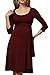Produktbild Swallowuk Damen Umstandskleid Schwangerschaft Kleid Gerafften Stillkleid Diskretes Stillen Stretchkleid (M, Weinrot)