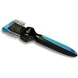 Haleys Zupfbürste für Hunde - beidseitige Borsten, Metallborsten Soft, Hundebürste auch für Katzen, zur täglichen Fellpflege, für glänzendes gesundes Fell, kein Ziepen, Knoten und Verfilzungen lösen, perfekte Ergänzung zu Haleys Rollenkamm (blue)