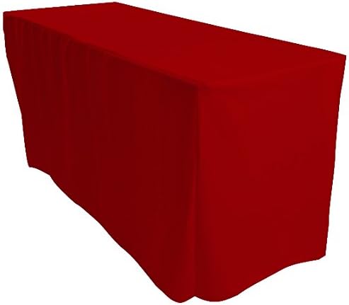 Event Decor Red 6 ft. Fitted Polyester Tablecloth Rectangular Trestle Exhibition Tablecloth Venue Occasion Venue Wedding