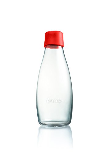 Retap ApS 0.5 Litre Medium Borosilicate Glass Water Bottle, Red