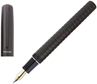 Taccia Pinnacle Gunmetal Black Fountain Pen, Aluminum, Black, Ribbed