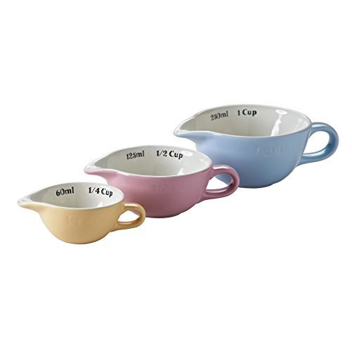 3ER SET BACKEN KOCHEN MESSBECHER - 1 CUP 1/2 CUP 1/4 TASSEN ROSA BLAU GELB
