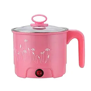 Brand Bucket Electric 1.6 L Multi Cooker Kettle with Concealed Base Multifunction Cooking Pot - 19.6 X 16.8 X 14.4 CM, Pink.